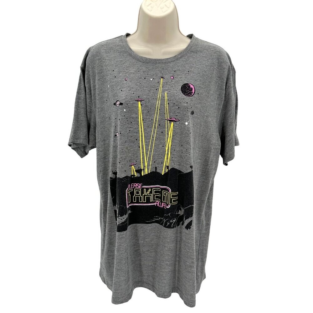Vintage-Inspired Attic Salt "Please Take Me Away" Graphic T-Shirt Gray Size L